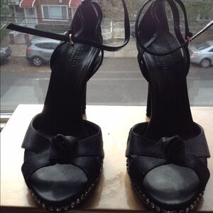 Gucci Black Sandals with Silver Accents